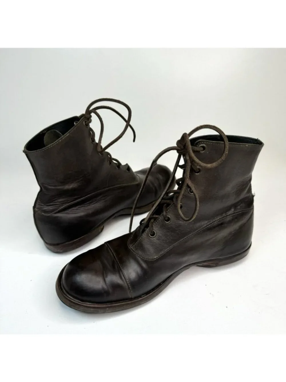 CYDWOQ Ankle Boots Lace Up Brown Leather Made USA Women Size 38.5 | US 8.5 - Picture 6 of 10